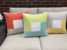 Load image into Gallery viewer, Sunbrella Frame Pillow in Flax/White/Buttercup
