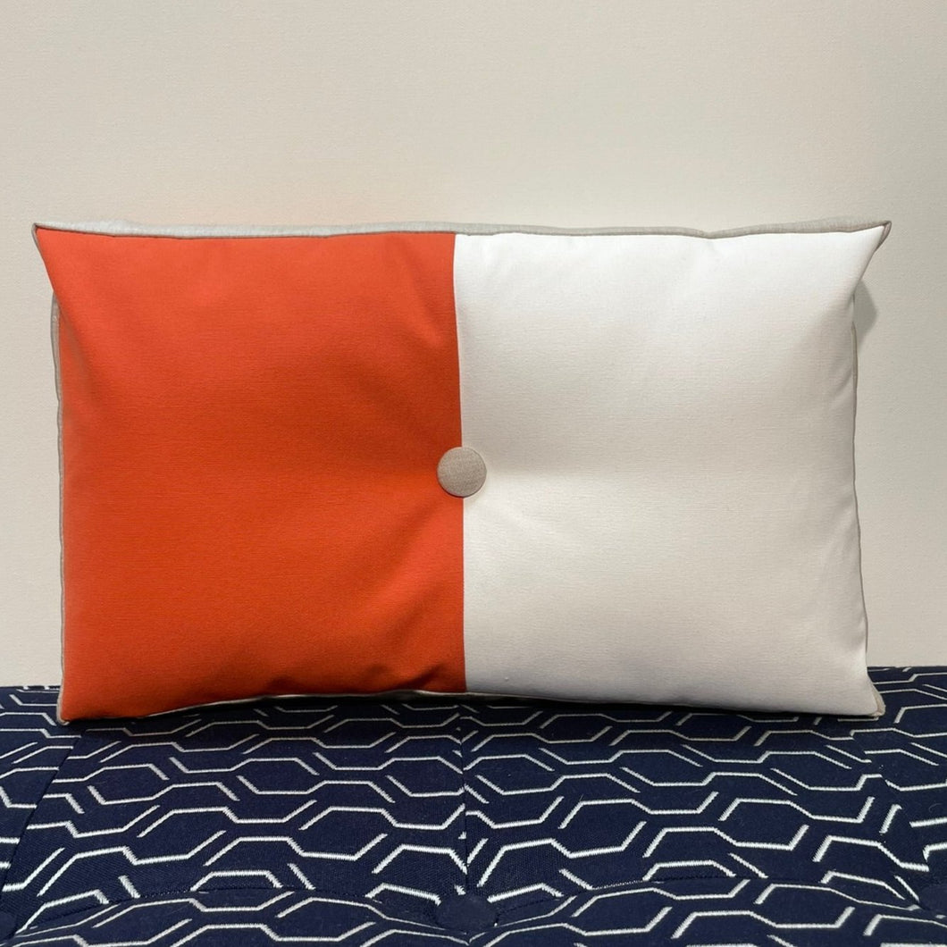 Sunbrella Splits Lumbar Pillow in Melon/White/Flax