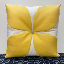 Load image into Gallery viewer, Sunbrella Flower Power Pillow in Buttercup/Flax
