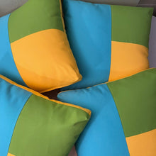 Load image into Gallery viewer, Sunbrella Cubism Pillow in Aruba/Macaw/Sunflower
