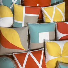 Load image into Gallery viewer, Sunbrella Blocks Pillow in Buttercup/Melon/Glacier
