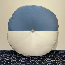 Load image into Gallery viewer, Sunbrella Split Circle Pillow in Air Blue/White/Flax
