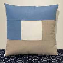 Load image into Gallery viewer, Sunbrella Windowbox Pillow in Air Blue/White/Flax
