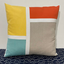 Load image into Gallery viewer, Sunbrella Blocks Pillow in Buttercup/Melon/Glacier
