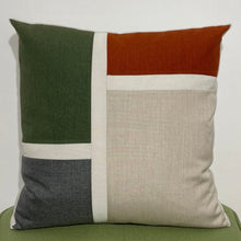 Load image into Gallery viewer, Sunbrella Block Pillow in Fern/Brick/Slate
