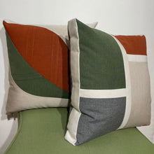 Load image into Gallery viewer, Sunbrella Block Pillow in Fern/Brick/Slate
