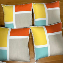 Load image into Gallery viewer, Sunbrella Blocks Pillow in Buttercup/Melon/Glacier
