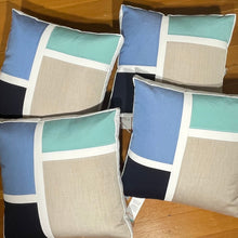 Load image into Gallery viewer, Sunbrella Blocks Pillow in Air Blue/Glacier/Navy
