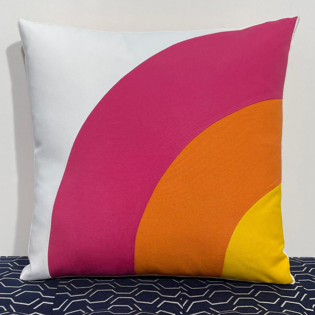 Sunbrella Groove Pillow in Hot Pink/Tangerine/Sunflower