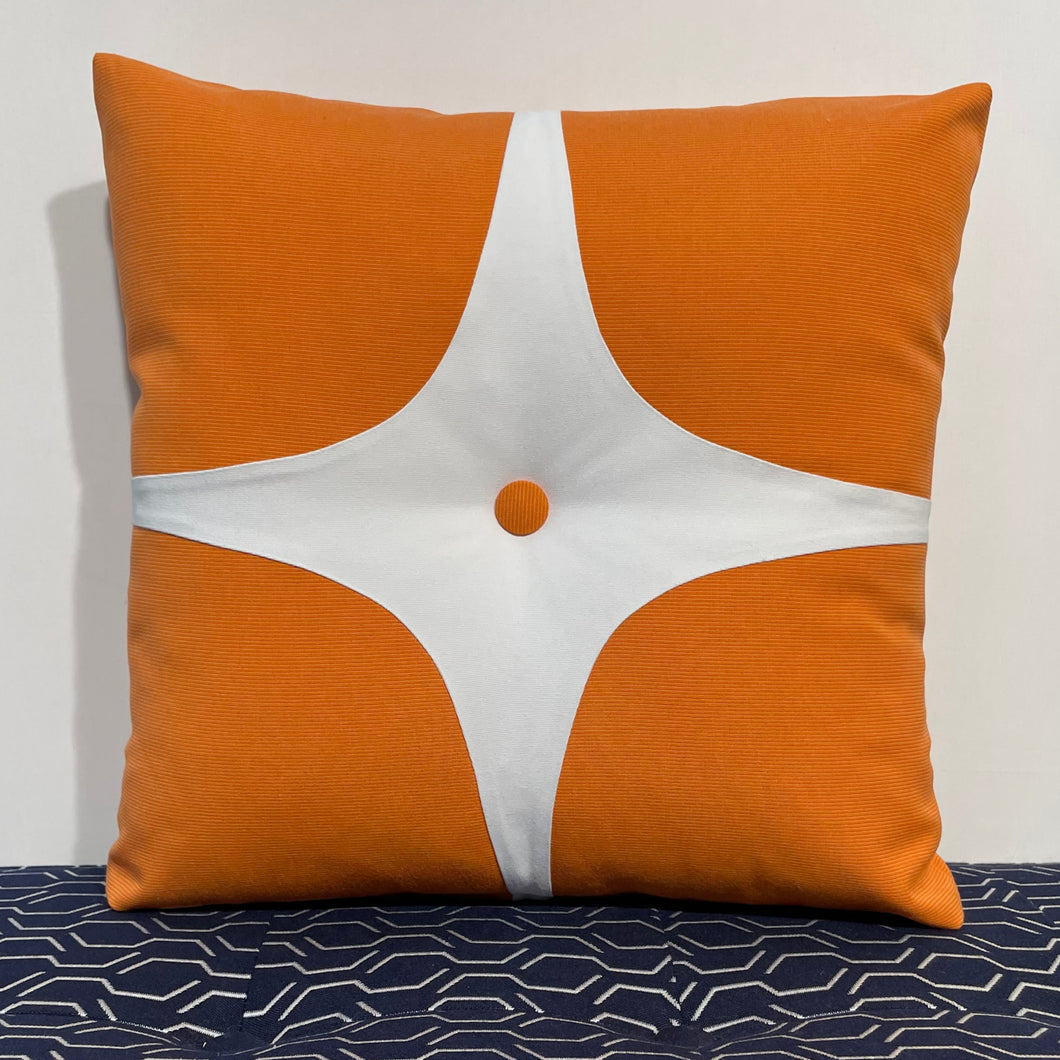 Sunbrella Astro Pillow in Tangerine/White