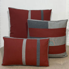 Load image into Gallery viewer, Sunbrella Tiles Pillow in Henna/Charcoal/Flint
