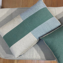 Load image into Gallery viewer, Sunbrella Tiles Lumbar Pillow in Fern/Heather Beige/Flint
