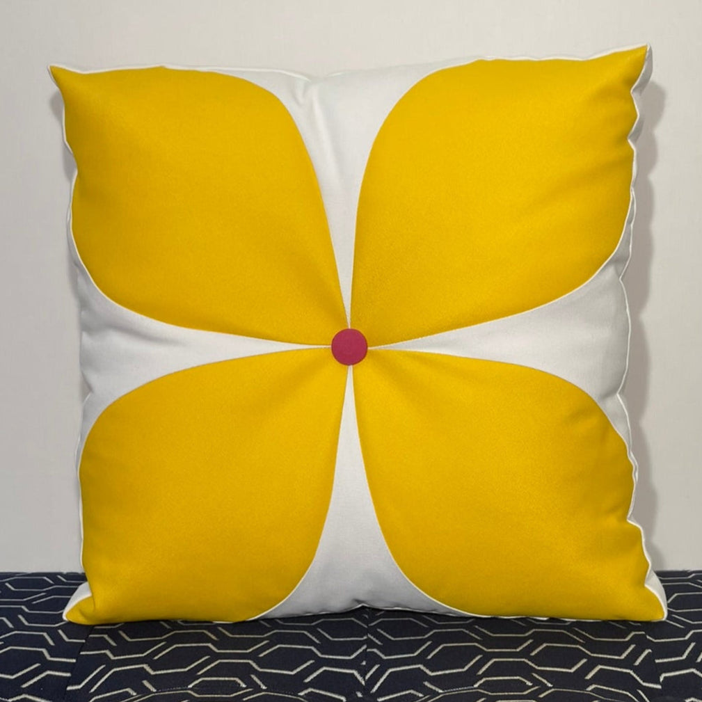 Sunbrella Flower Pillow in Sunflower/Hot Pink