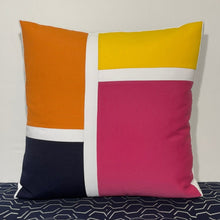 Load image into Gallery viewer, Sunbrella Blocks Pillow in Hot Pink/Tangerine
