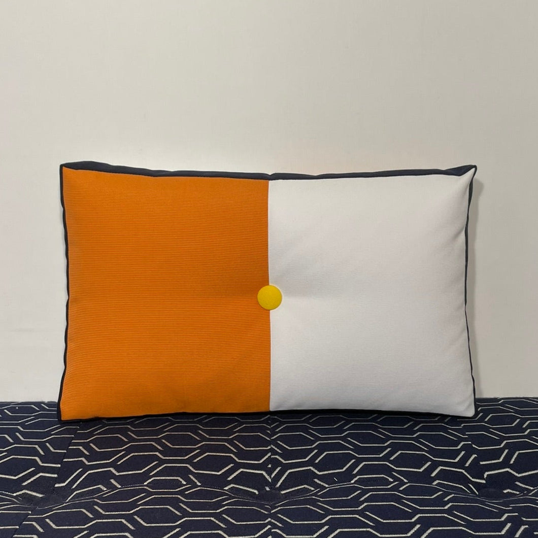 Sunbrella Splits Lumbar Pillow in Tangerine/Sunflower