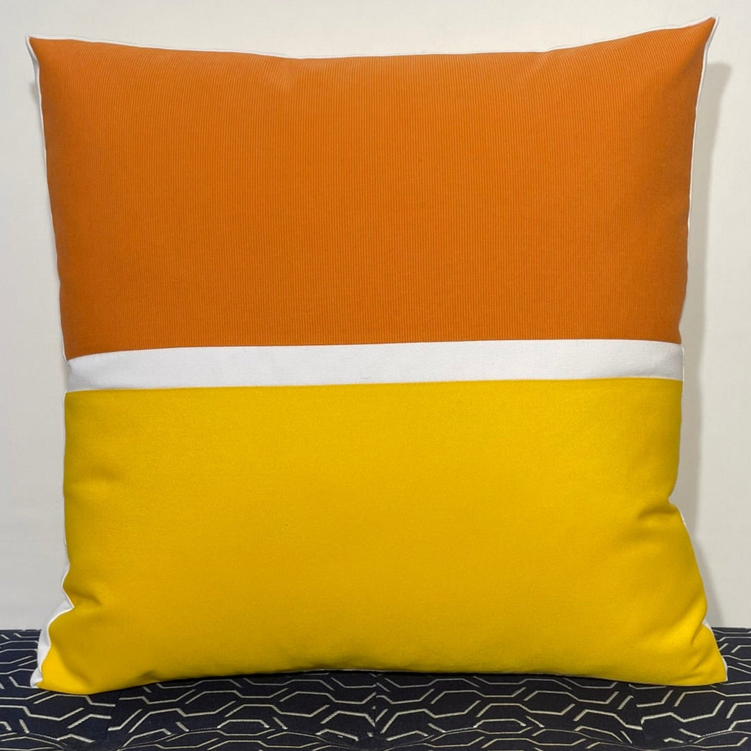 Sunbrella Horizon Large Pillow in Tangerine/Sunflower