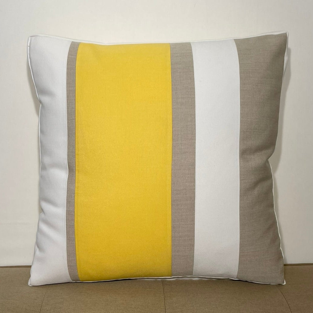 Sunbrella Multi Stripe Pillow in Buttercup/Flax