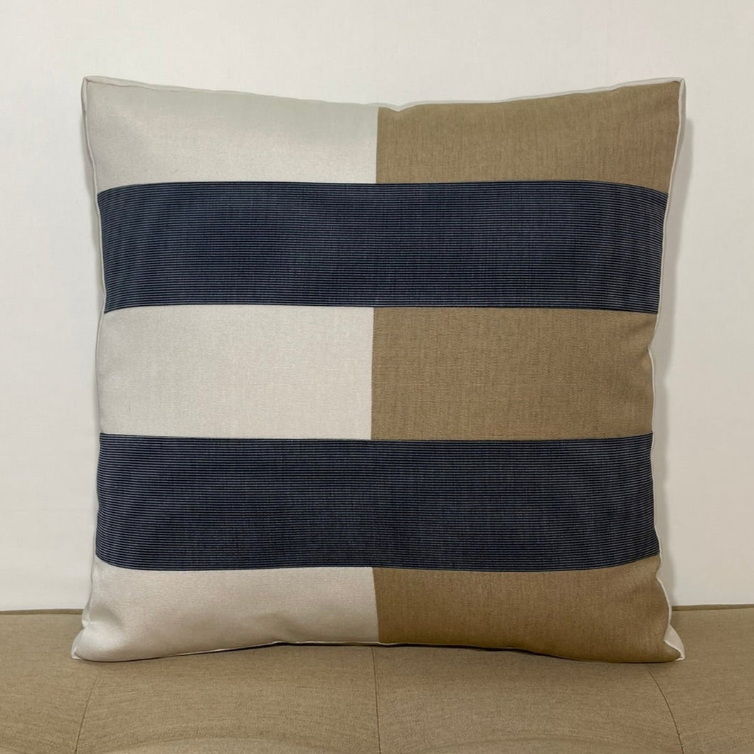 Sunbrella Tiles Pillow in Twilight/Heather Beige