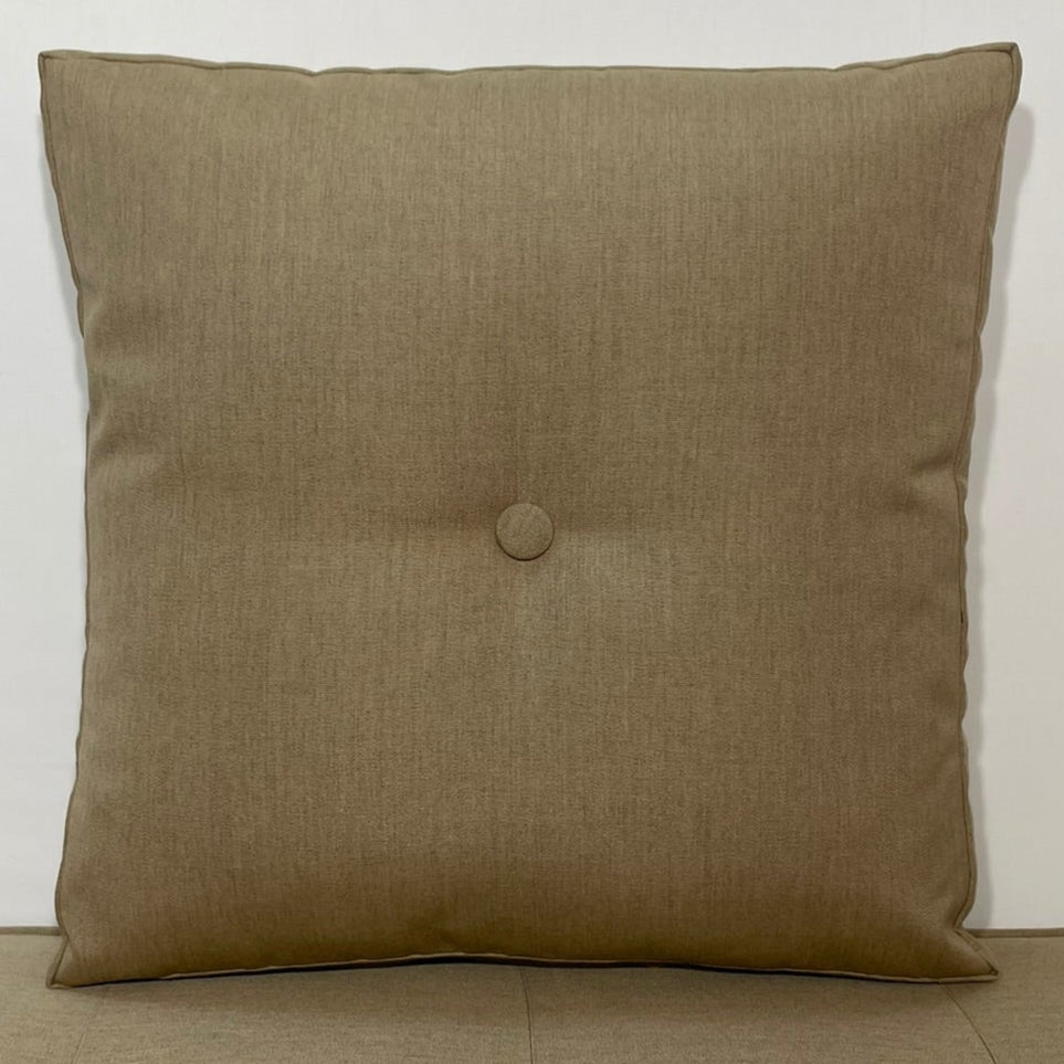 Sunbrella Hero Solid Large Square Pillow w/ Button in Heather Beige
