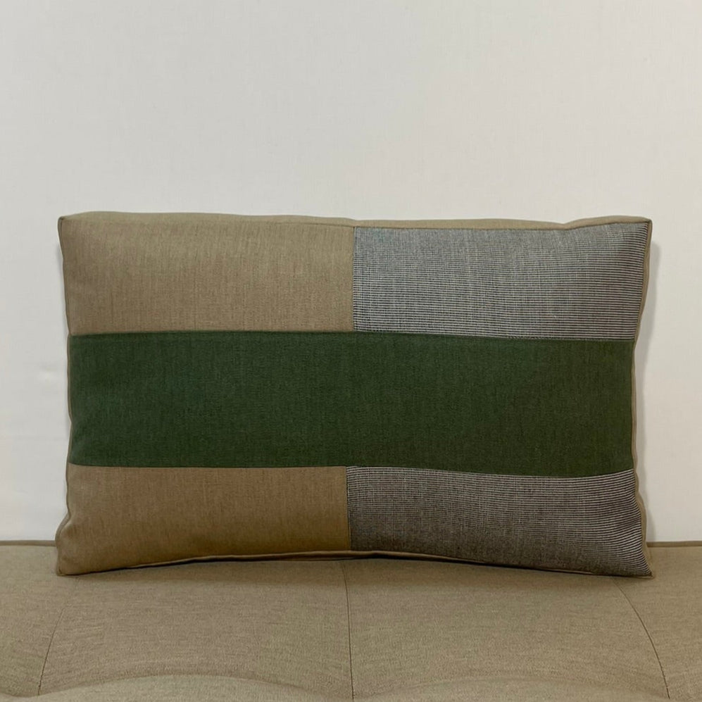 Sunbrella Tiles Lumbar Pillow in Fern/Flint