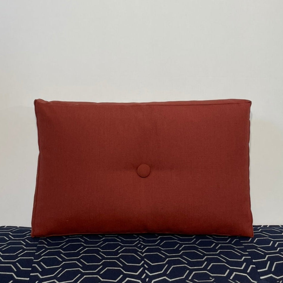 Sunbrella Hero Solid Lumbar Pillow w/ Button in Henna