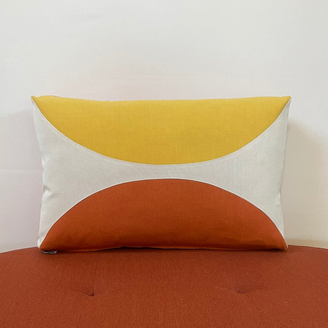 Sunbrella Eclipse Lumbar Pillow in Daffodil/Cayenne
