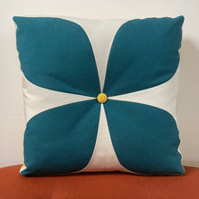 Load image into Gallery viewer, Sunbrella Mod Flower Pillow in Peacock/Daffodil
