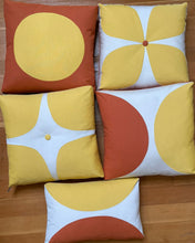 Load image into Gallery viewer, Sunbrella Mod Flower Pillow in Daffodil/Cayenne
