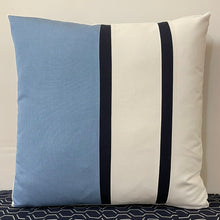 Load image into Gallery viewer, Sunbrella Duo Stripe Large Pillow in Air Blue/Navy
