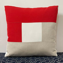 Load image into Gallery viewer, Sunbrella Window Box Pillow in Logo Red/Flax
