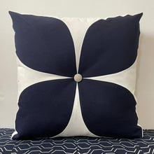 Load image into Gallery viewer, Sunbrella Flower Pillow in Navy/Flax
