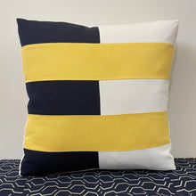 Load image into Gallery viewer, Sunbrella Tiles Pillow in Buttercup/Navy
