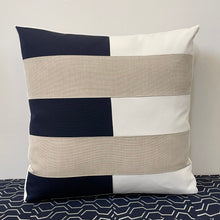 Load image into Gallery viewer, Sunbrella Tiles Pillow in Flax/Navy
