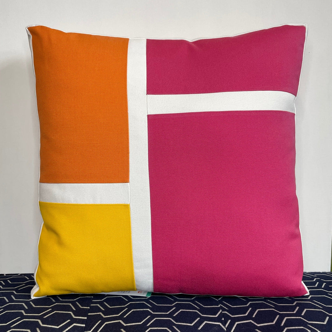 Sunbrella Mod Pillow in Hot Pink/Tangerine/Sunflower