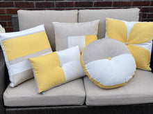 Load image into Gallery viewer, Sunbrella Frame Pillow in Flax/White/Buttercup
