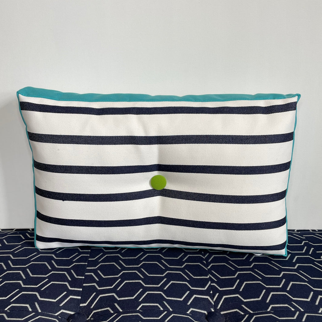 Sunbrella Rectangle Pillow in Navy Stripe & Aruba