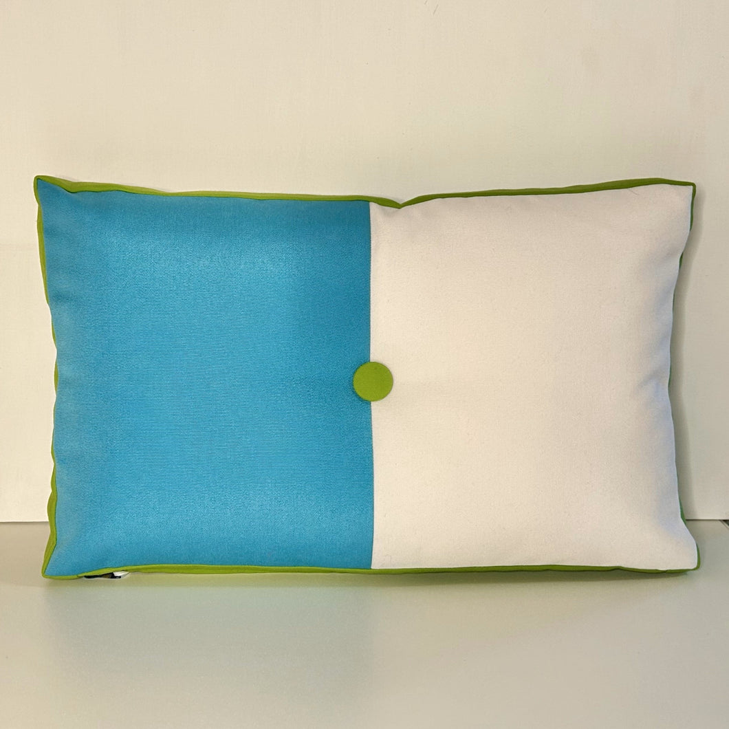 Sunbrella Split Rectangle Pillow in Aruba & White