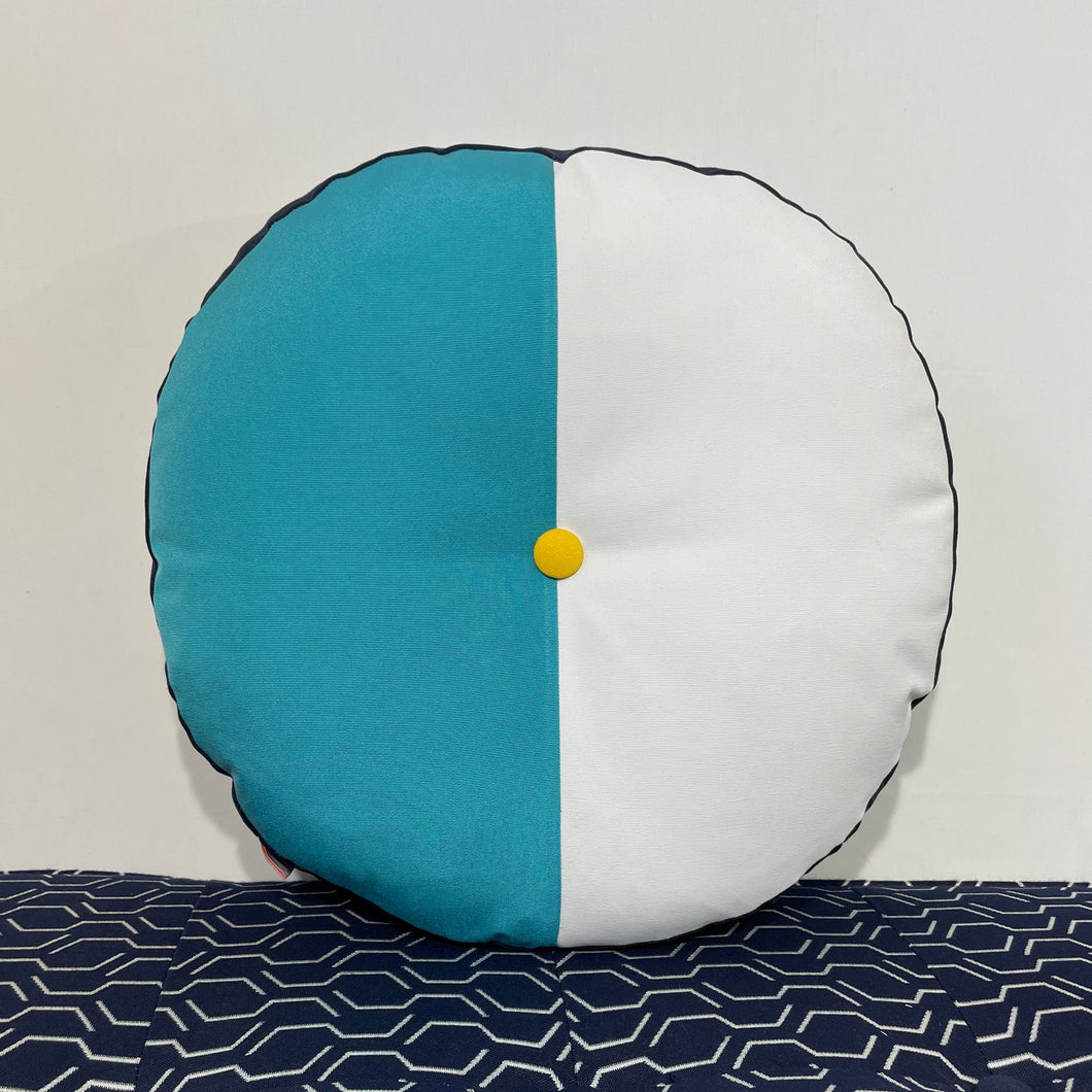 Sunbrella Splits Circle Pillow in Aruba/Sunflower