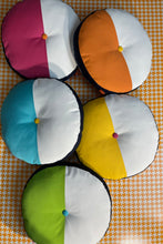 Load image into Gallery viewer, Sunbrella Splits Circle Pillow in Hot Pink/Tangerine
