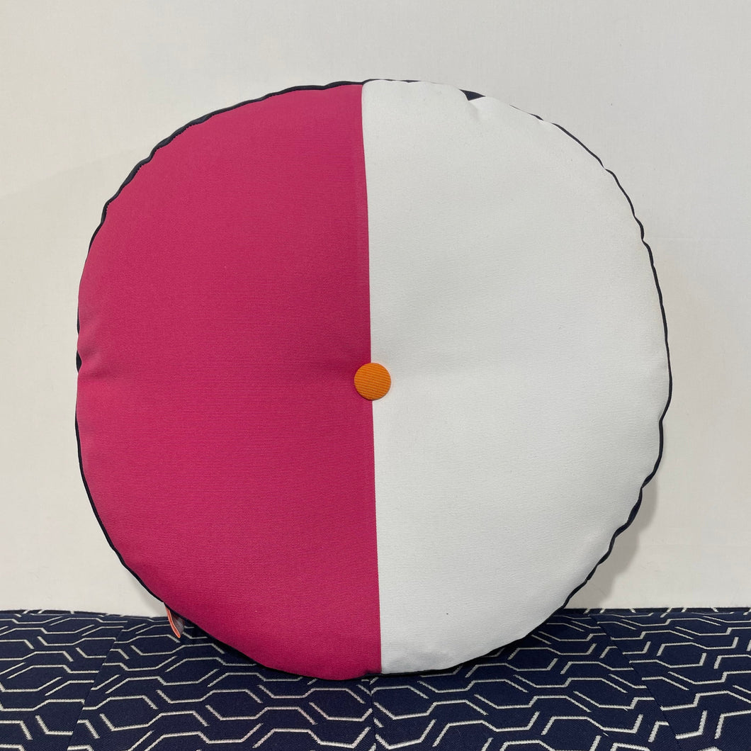 Sunbrella Splits Circle Pillow in Hot Pink/Tangerine