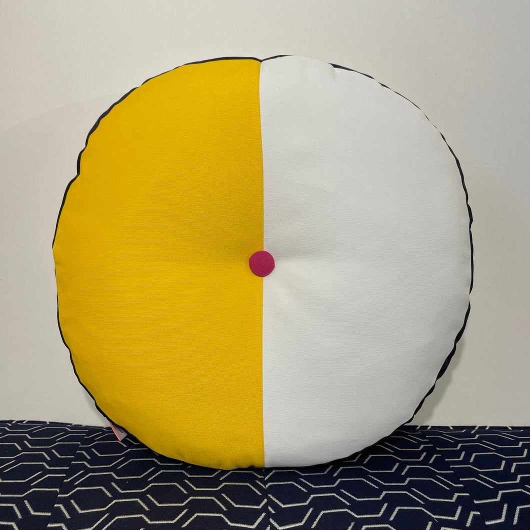 Sunbrella Splits Circle Pillow in Sunflower/Hot Pink