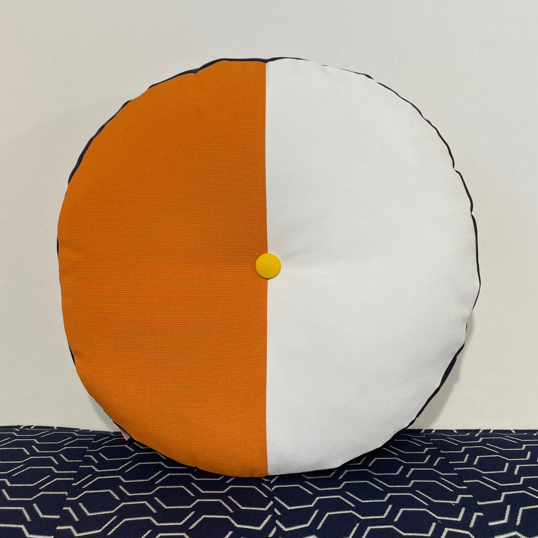 Sunbrella Splits Circle Pillow in Tangerine/Sunflower