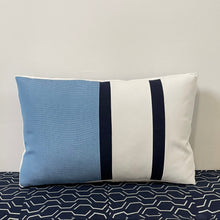 Load image into Gallery viewer, Sunbrella Duo Stripe Lumbar Pillow in Air Blue/Navy

