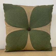 Load image into Gallery viewer, Sunbrella Flower Pillow in Fern/Heather Beige
