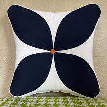 Load image into Gallery viewer, Sunbrella Flower Power Foam Pillow in Navy
